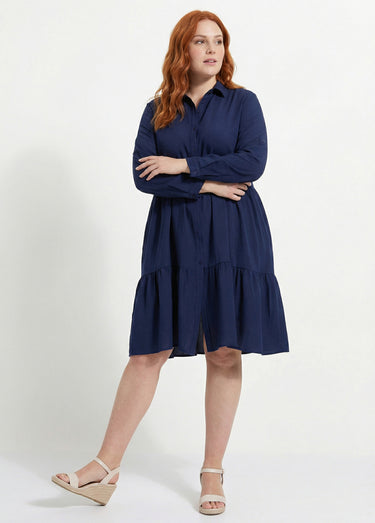Robe chemisier volantée, inspiration folk Marine