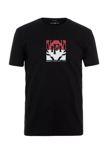 T-shirt col rond avec logo poitrine Noir