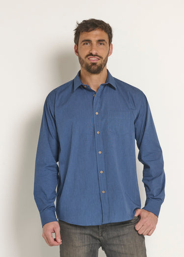 Chemise manches longues entretien facile Bleu