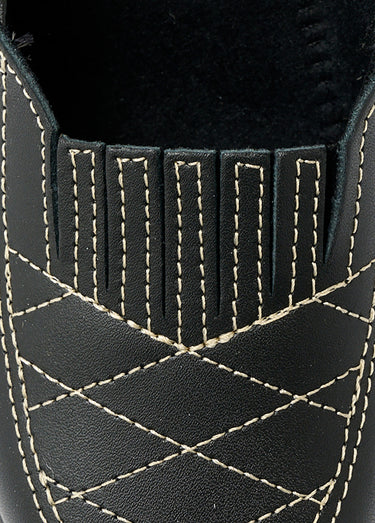 Mocassins cuir largeur confort élastiqués Noir