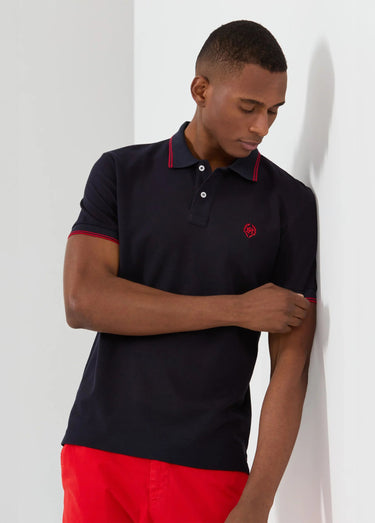 Polo manches courtes détails contrastés Marine