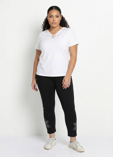 Legging court uni ceinture élastiquée Noir