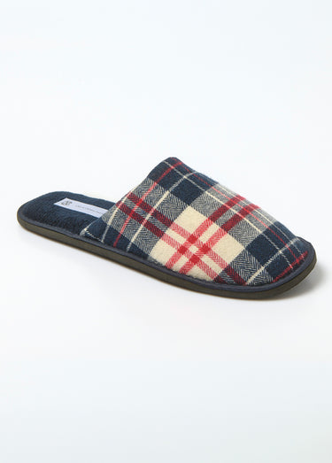 Chaussons mules plats motif carreaux Carreaux Rouge