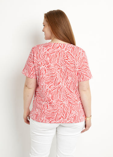 T-shirt long manches courtes col rond Imprime Capucine