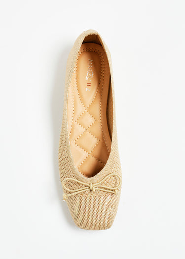 Ballerines plates en maille irisée Beige