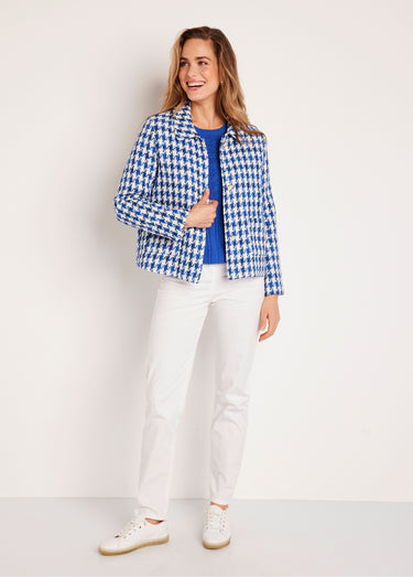 Veste pied de poule courte Bleu / Blanc