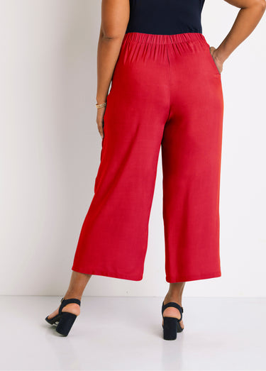 Pantalon large taille élastiquée fleuri ou uni Tomette