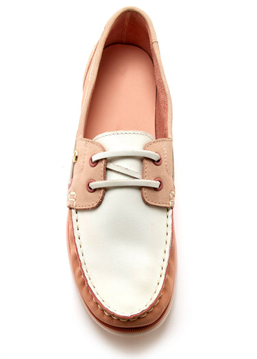 Chaussures bateau cuir largeur confort Rose