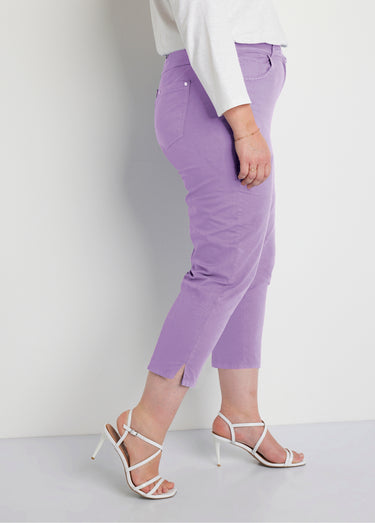 Pantacourt taille élastiquée 5 poches Violet