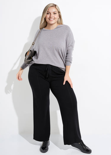Pull maille fine jauge épaules descendues Gris