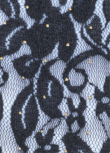 Coupon tissu habillement, dentelle doré Noir/Or