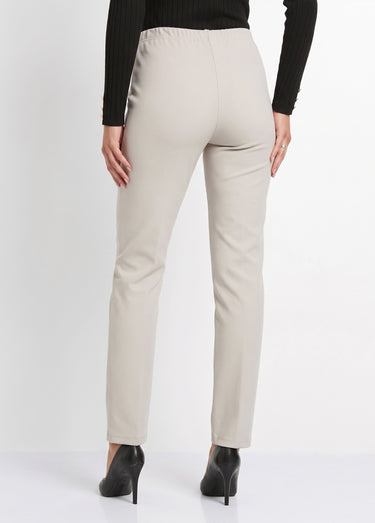 Pantalon droit taille élastiquée maille côtelée Gris Clair