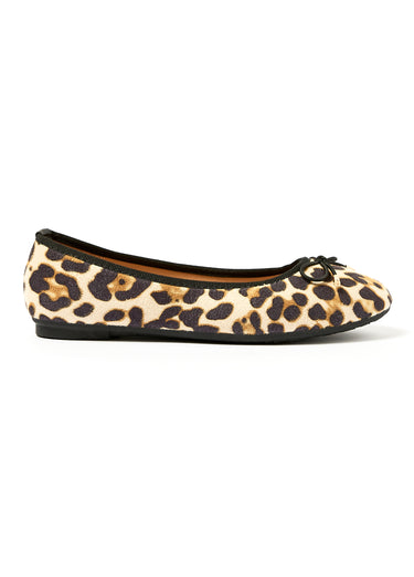 Ballerines talon plat et petit noeud Leopard