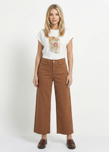 Jean 7/8ème large denim extensible 4 poches Noisette