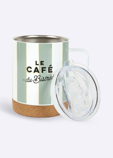 Mug de transport isolant, base liège Sauge / Beige