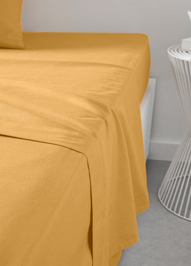 Drap plat coton uni Ocre