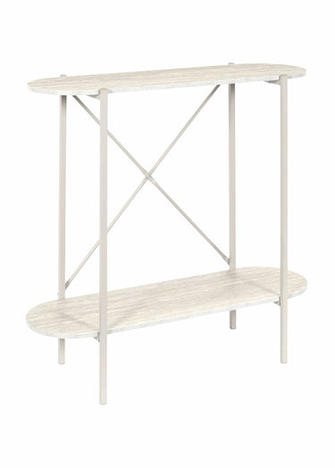 Console plateaux ovales, en métal clair Blanc/Beige