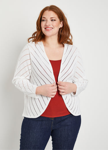 Gilet boléro fin ajouré coton Blanc
