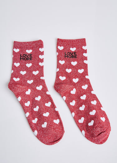 Chaussettes pailletées à message Rouge