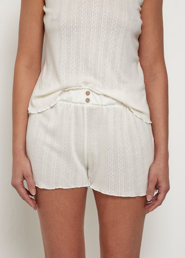 Pyjashort maille pointelle avec débardeur Ecru