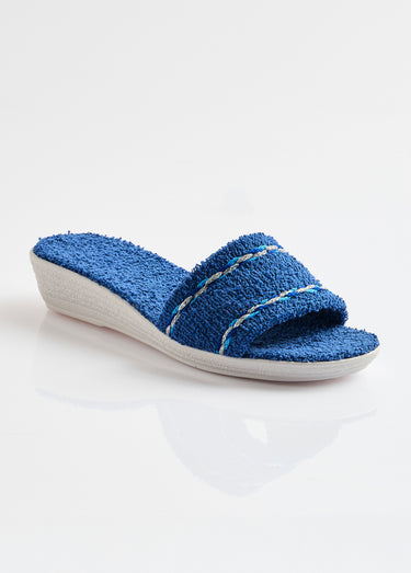 Chaussons mules compensés éponge Marine
