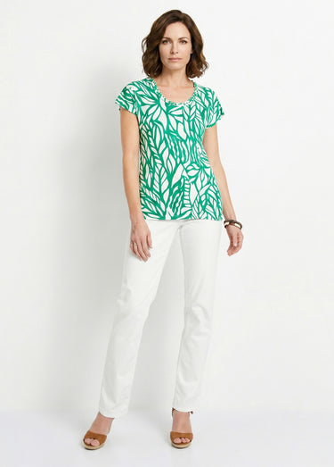 T-shirt court motif graphique Vert/Blanc