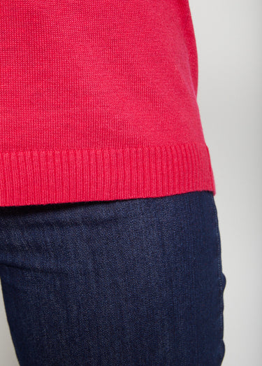 Pull doux strass col montant Rose Indien