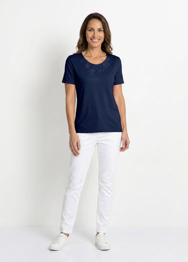 T-shirt court manches courtes Marine