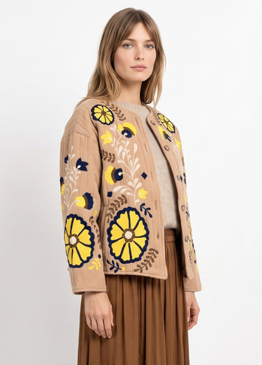 Veste matelassée inspiration bohème Camel