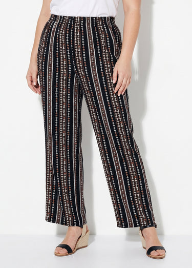 Pantalon imprimé taille élastiquée Fond Noir