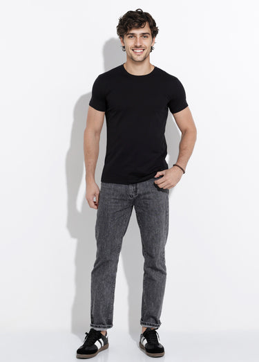 T-shirt col rond coupe ajustée Noir