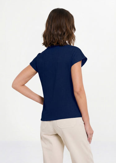 T-shirt manches courtes uni ou imprimé fleurs Uni Marine