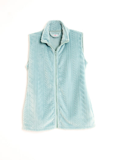 Gilet sans manches zippé polaire toucher peluche Vert