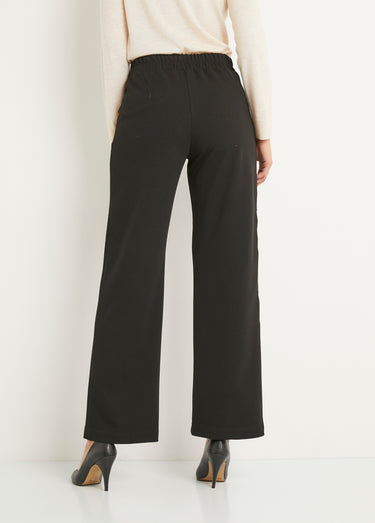 Pantalon large taille semi élastiquée uni Noir
