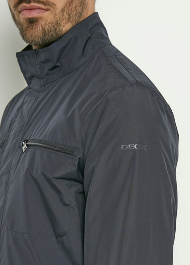 Veste col montant poches poitrine zippées Bleu Marine