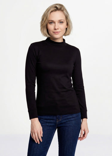 Sous-pull chaud col roulé maille interlock unie Noir