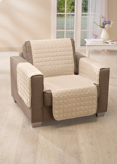 Protège-salon antiglisse microfibre matelassé Ecru