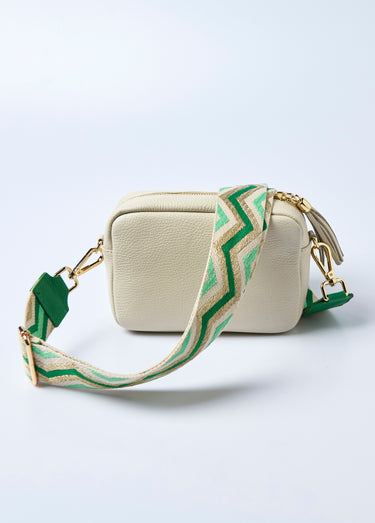 Bandoulière tissée chevrons pour sac à main Vert