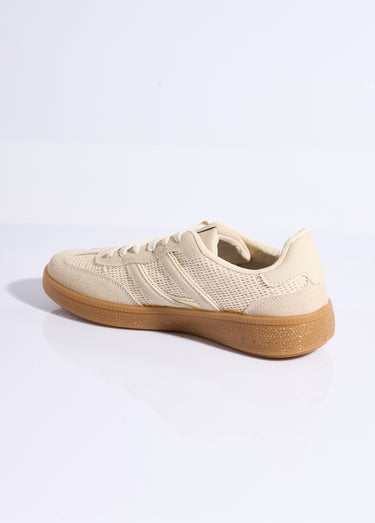 Baskets multimatières + 3 paires lacets Beige