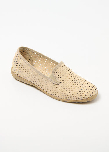 Mocassins élastiqués perforés largeur confort Beige