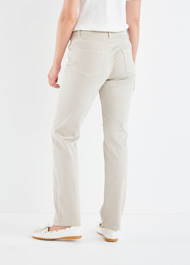 Le pantalon 5 poches brodé Beige