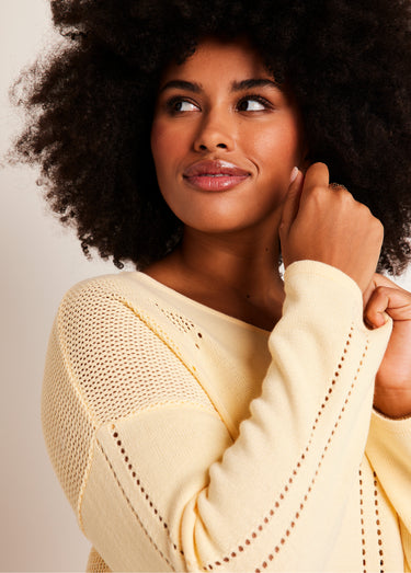 Pull fin ajouré manches longues Vanille