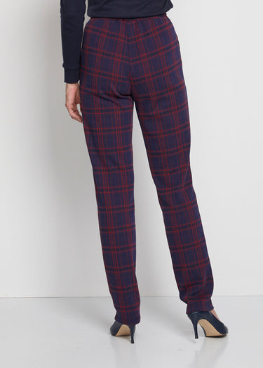 Pantalon droit maille unie ou jacquard Carreaux