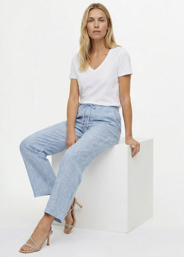 Pantalon tailleur rayé aspect irrégulier Bleu