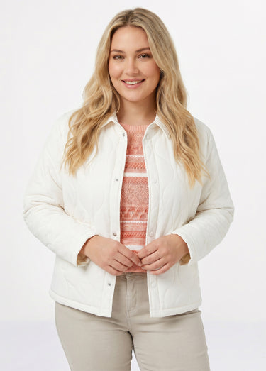 Veste courte matelassée pressionnée Ecru