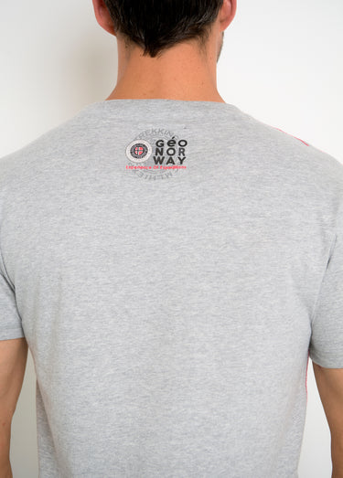 T-shirt homme col rond et inscriptions Gris