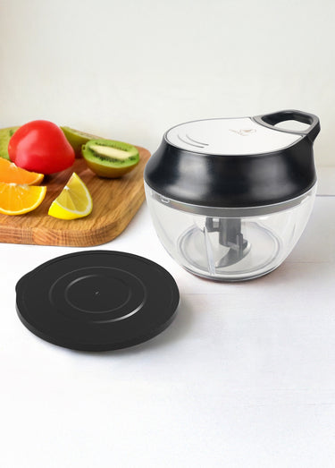 Hachoir mécanique inox + couvercle conservation Noir