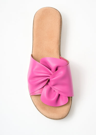 Mules vegan largeur confort compensées Fuchsia