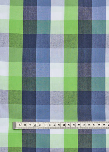 Coupon tissu coton carreaux multicolores Carreaux Vert
