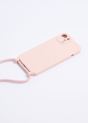 Coque silicone et cordon pour iPhone 13 Rose